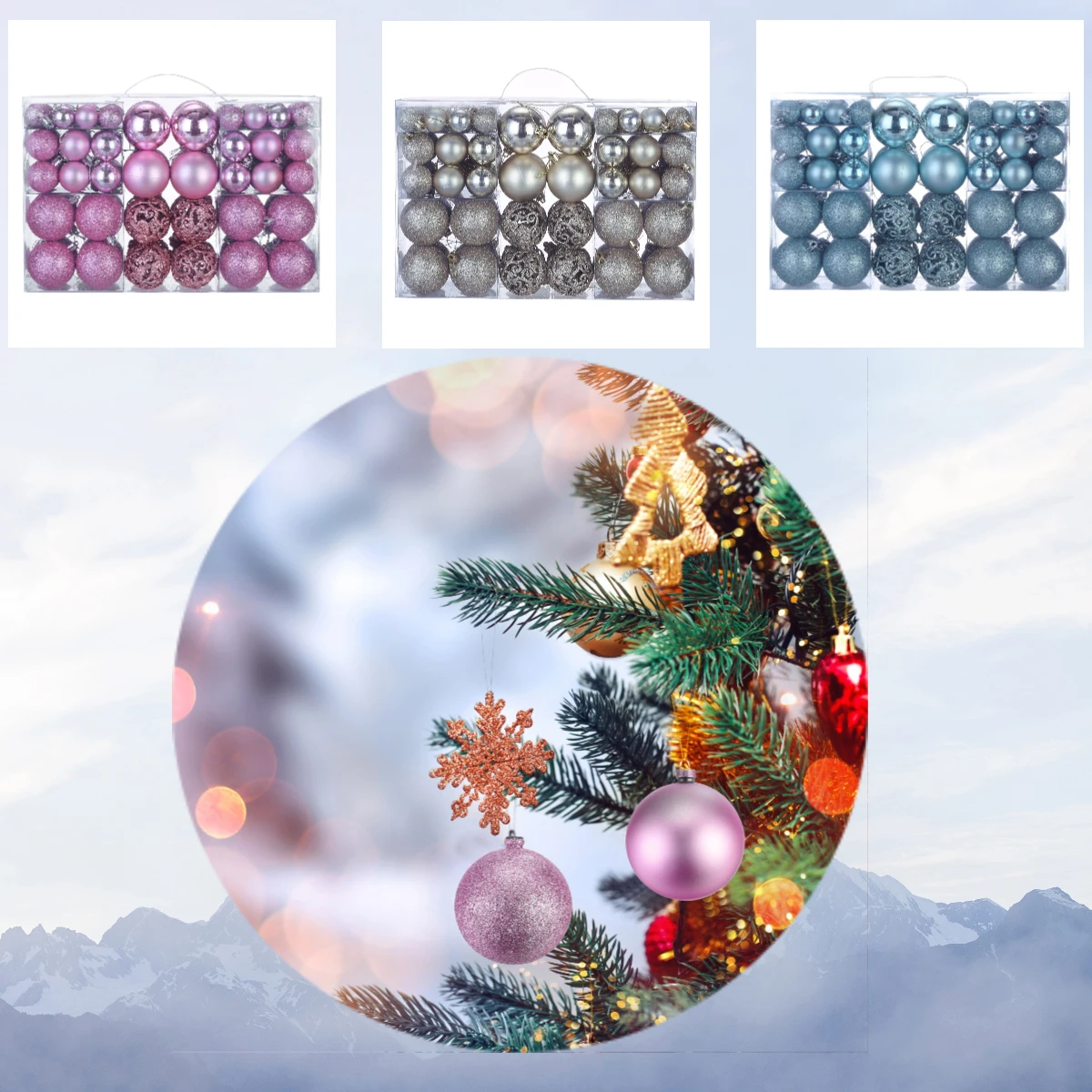 100個 クリスマスボールオーナメント クリスマスツリーデコレーションボール 3/4/6cm パーティーデコレーション 結婚式 ホリデー クリスマスデコレーション用