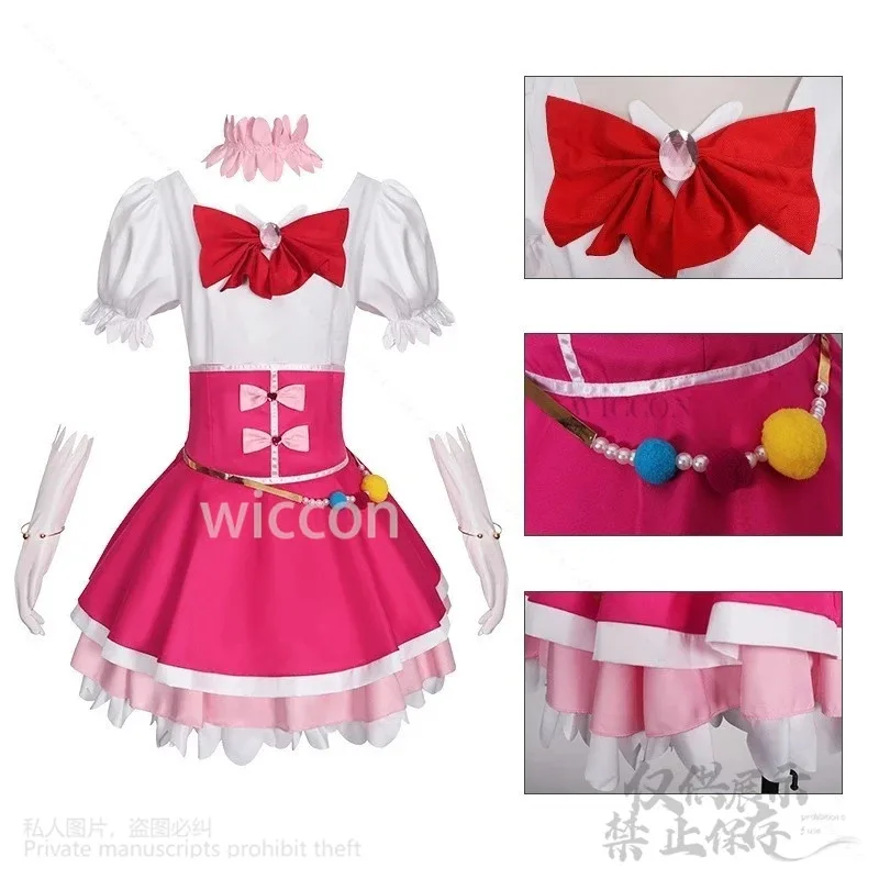 25COSMaho Girls Precure! تأثيري Asahina Mirai أنيمي علاج معجزة زي جميل لطيف كعكة فستان الوردي جيراي كي الفتيات الباروكات Custo