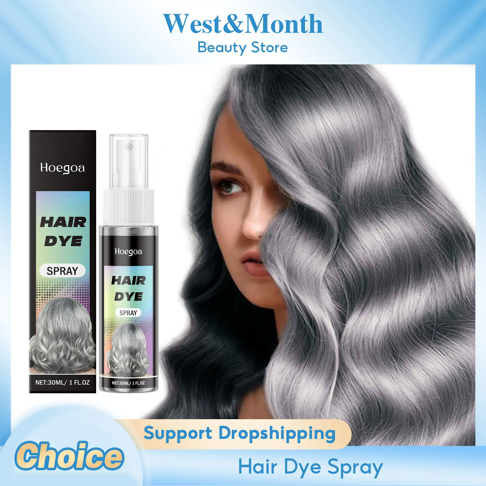 Temporary Hair Color Spray Silver Gray White Color Dye Natural Long Lasting Disposable Fashion Hair Styling Salon Beauty Makeup