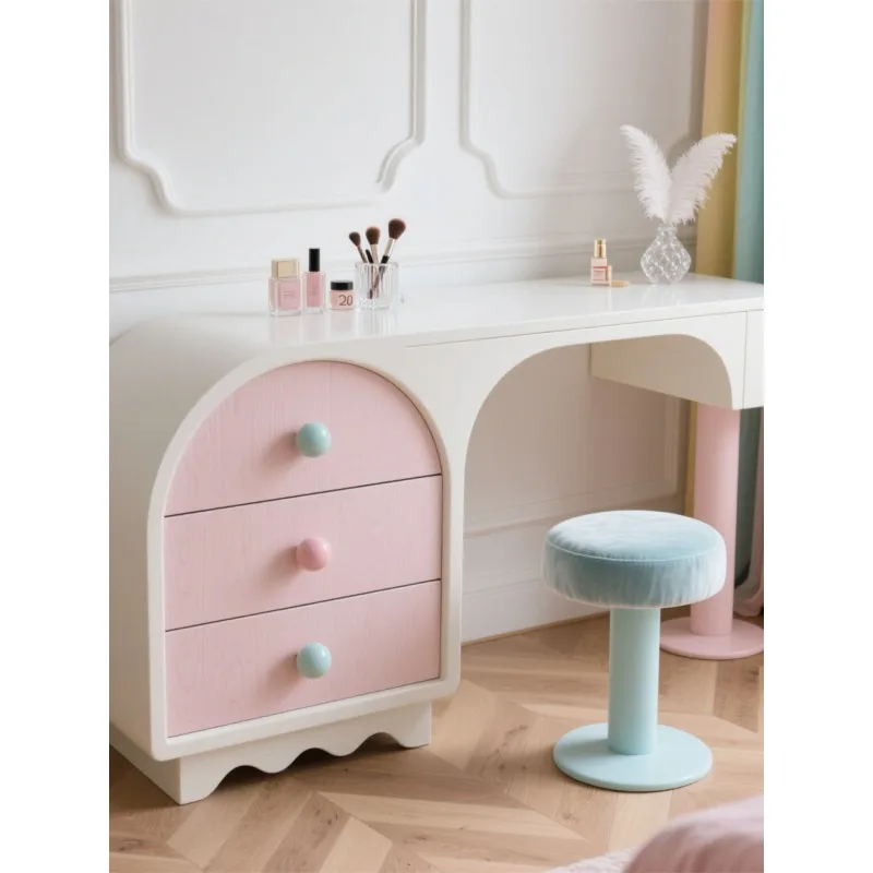 Dopamine dresser, dressing table New cream style pink solid wood chest integrated bedroom makeup table storage cabinet