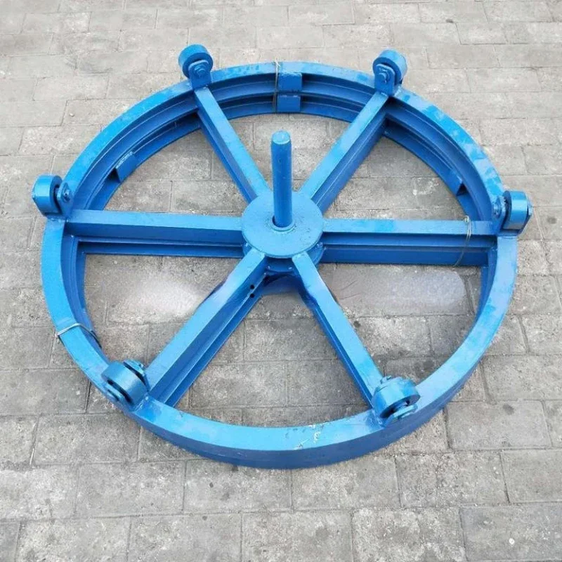 Diameter 0.8 to 1.2 meters power channel pay-out plate, optical cable steel strand horizontal turntable frame, load 5T8 tons