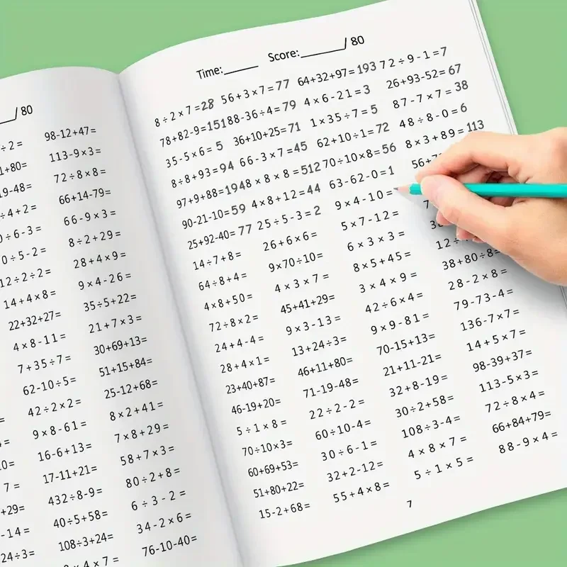 Learning Math subtraction,Addition,multiplication Division Mixed Operations Practice Copybook Exercises Book Kid Workbook
