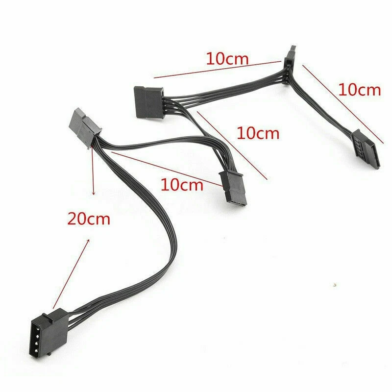 4Pin IDE To 5-Port Power Supply Cable 4Pin Molex To Multi SATA Port 18AWG Wire Power Cord For Hard Drive HDD SSD PC