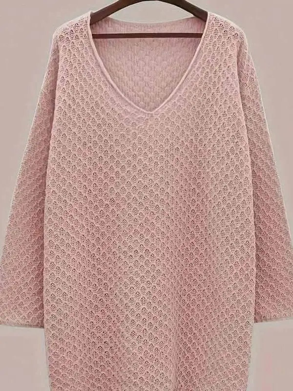 

Свободный женский свитер с V-образным вырезом больших размеров, осенняя новинка, ультратонкий материал, модный женский свитер для ношения под одеждой