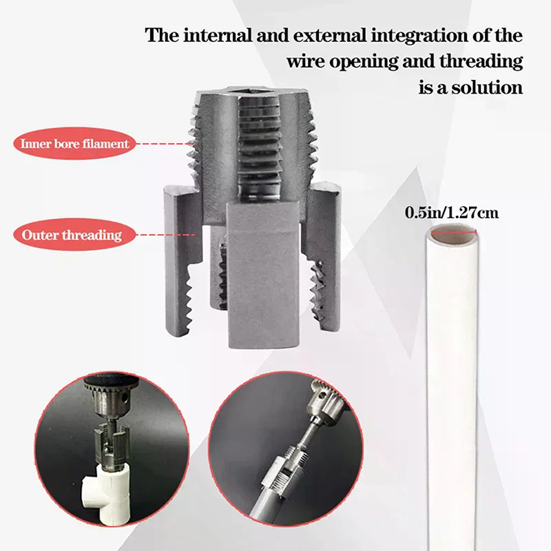 Pipe Threading Kit, Electric Drill Ready, Superior Internal and External PVC Pipe Thread Cutter