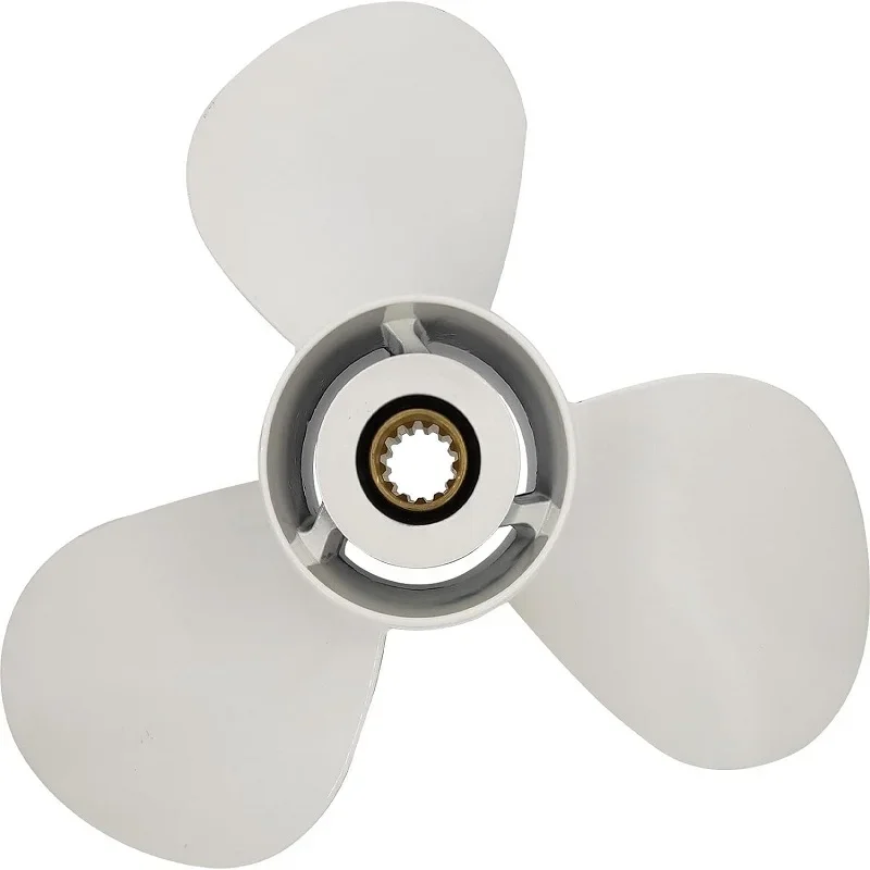 

663-45954-01-EL White Outboard Propeller 11-3/4 x 10 Aluminum Alloy 3 Blade 13 Spline Tooth For Yamaha 40HP 48HP 50HP 60HP