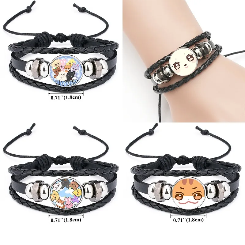 Kpop ATEEZ Lederarmband Aniteez Cartoon Anime Muster Kawaii Armband Fans Party Geschenke Damen Herren Mode Armreif Party Geschenk