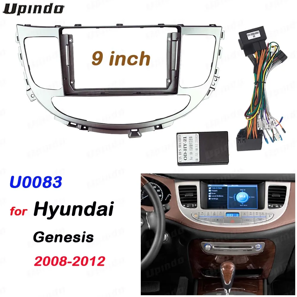 

Car Accessories 2 Din 9 Inch Radio Fascia Panel Frame Dashboard Mount Kit Cable and CAN Bus Box for Hyundai Genesis 2008~2012