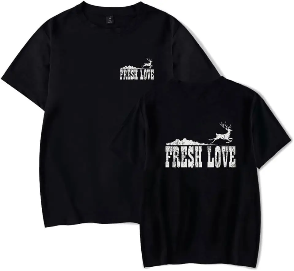 Fresh Love Merch Deer Logo T-Shirt Casual Round Neck Short Sleeved T Shirt Unisex Tee