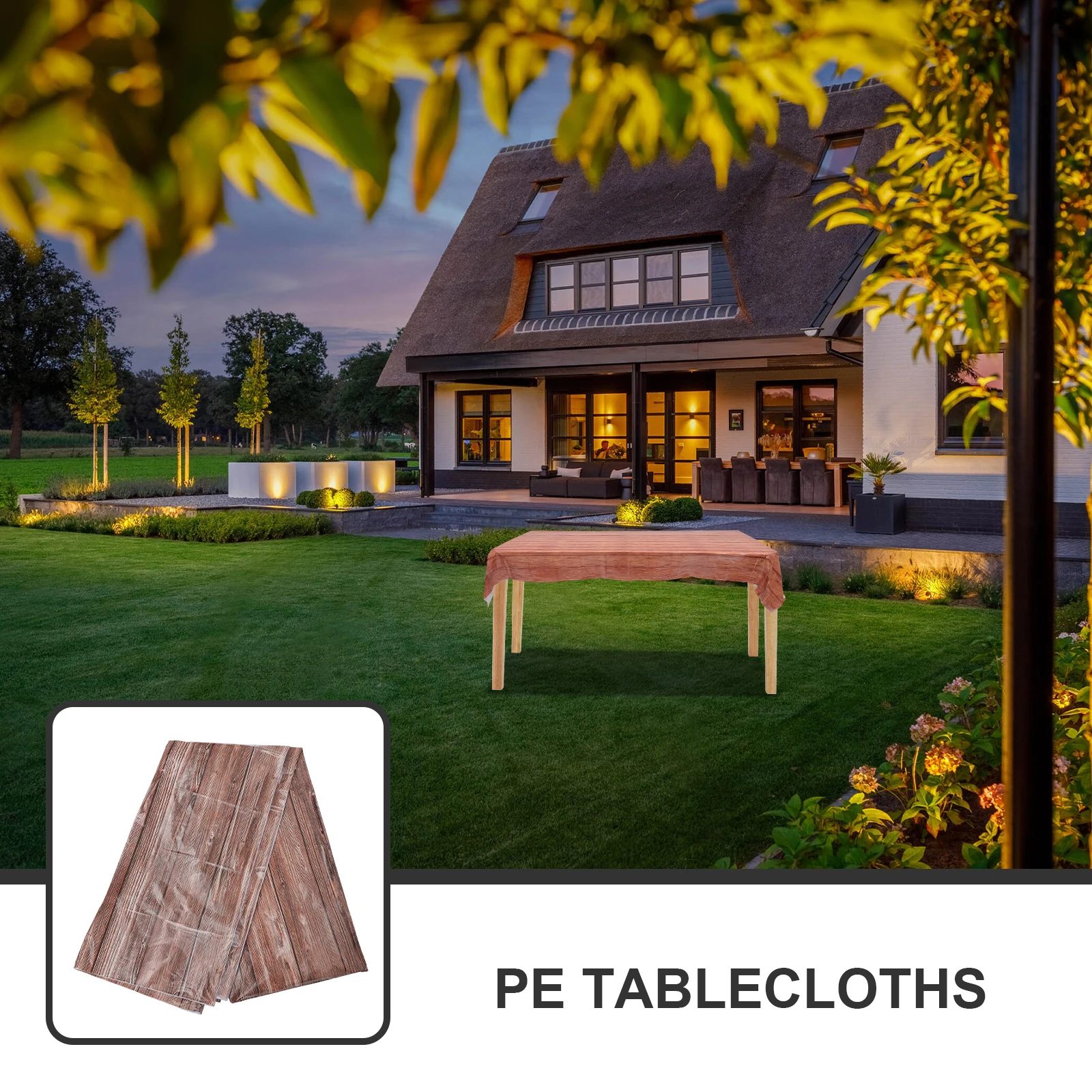 

4pcs Grain Table Runner Tablecloth 137x274 Retro Farmhouse Waterproof Decorative Birthday Wedding Party Table Cover