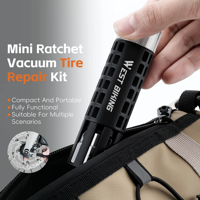 

Портативный набор велосипедных ключей с храповым механизмом и прямоугольной отверткой, мини-многофункциональный набор инструментов для ремонта бескамерных вакуумных шин