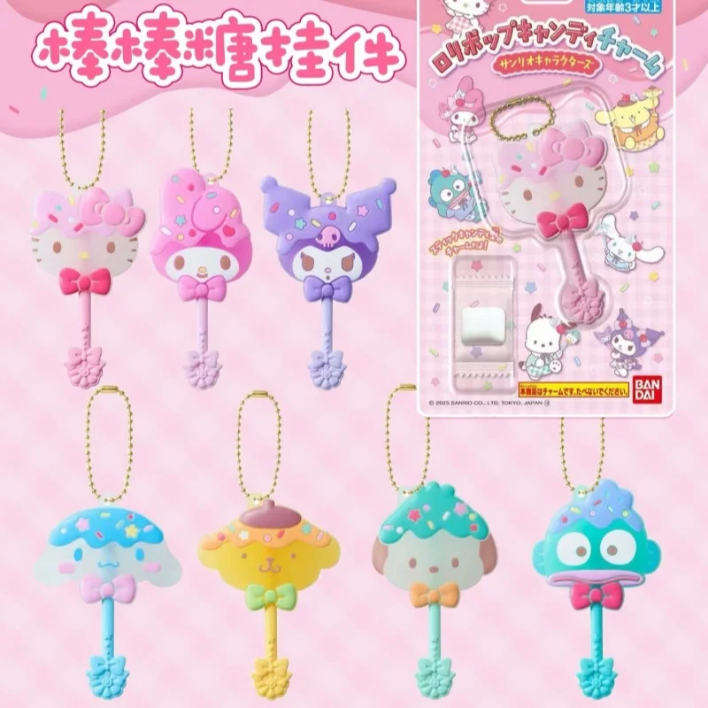

Брелок Bandai Sanrio в форме леденца: Hello Kitty, Kuromi, My Melody, Hangyodon — аниме-сувенир, подвеска для сумки, подарок для фанатов