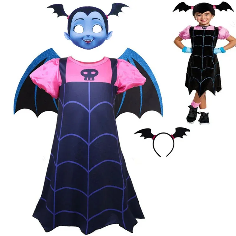 Dd122021 Vampirina Cosplay niña niños princesa vestido disfraz de Halloween carnaval fiesta disfraz máscara Vampiro