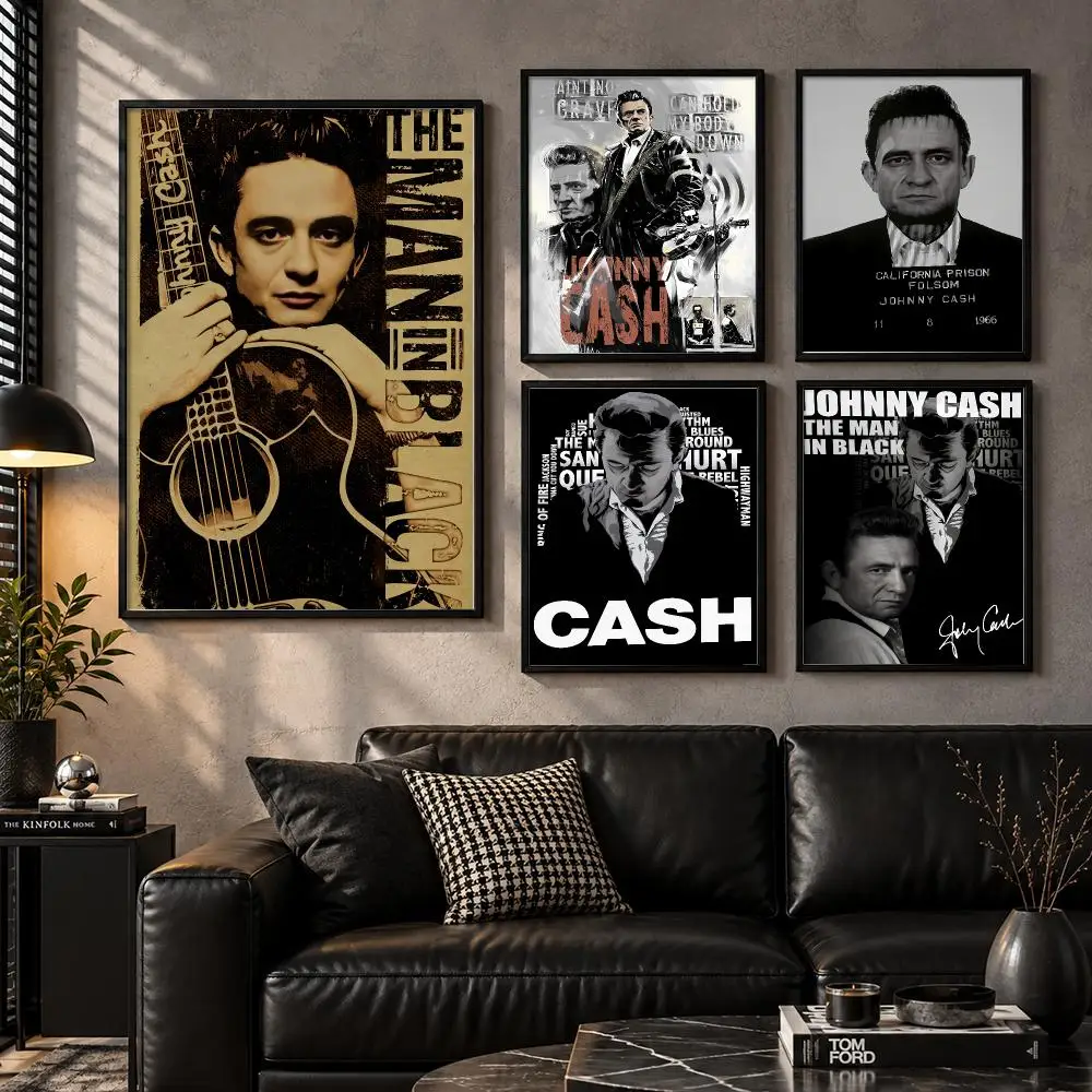 Star J-Johnny Cash Poster Modern Wall Art Sticker For Living Room Bedroom Bar Home Decor Mural Painting Decoration