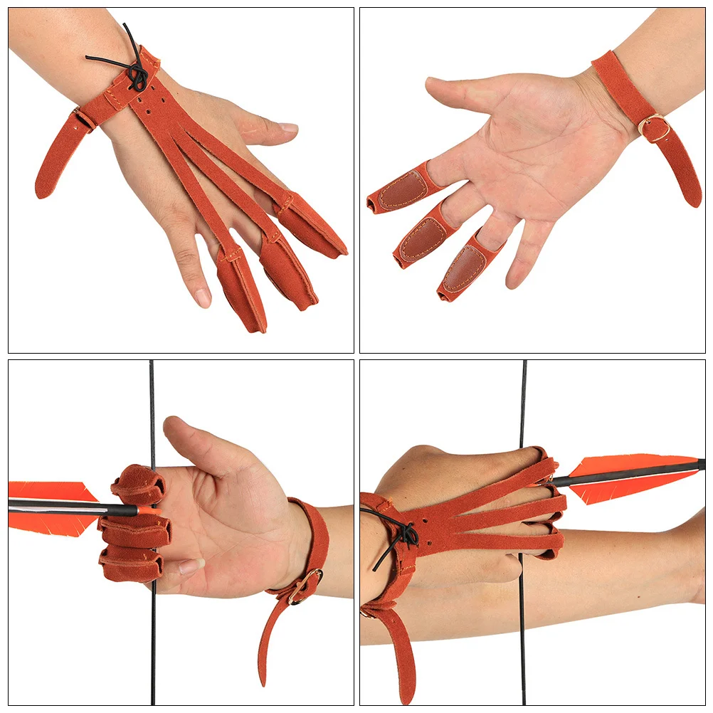 

Three Finger Finger Gloves Adjustable Locking Buckle Design Easy Wear Tear Resistant Protective Gear for Recurve