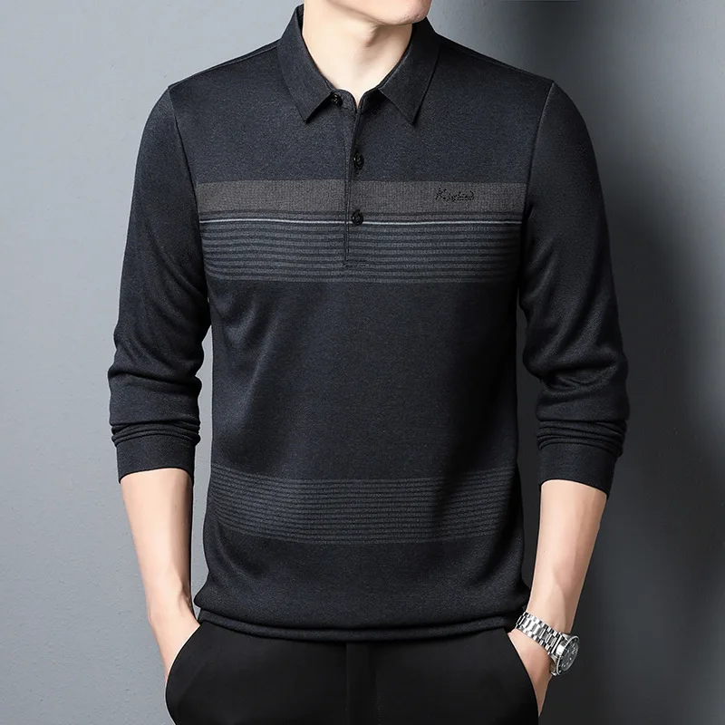 2023 Autumn and Winter New Polo Shirt Business Casual Fit Long Sleeve T-shirt Men T Shirts  Camisas