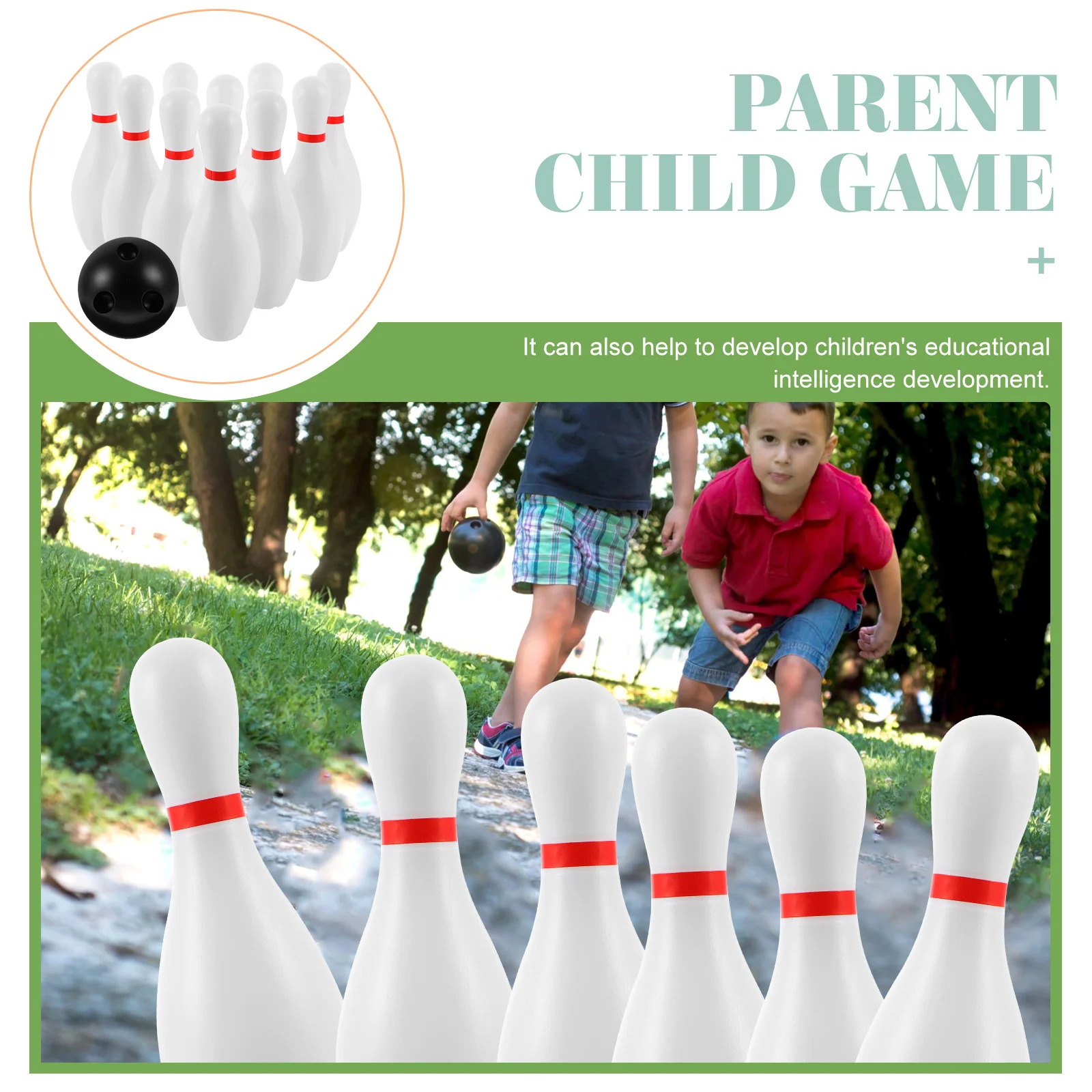 Plasitc Bowling Play Set Fun Bowling Games Parent Children Interactive Toy for Home School (White)