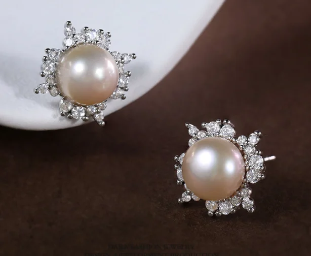 

925 silver needle simple freshwater pearl earrings, Korean version, fashionable and elegant earrings with a high-end feel