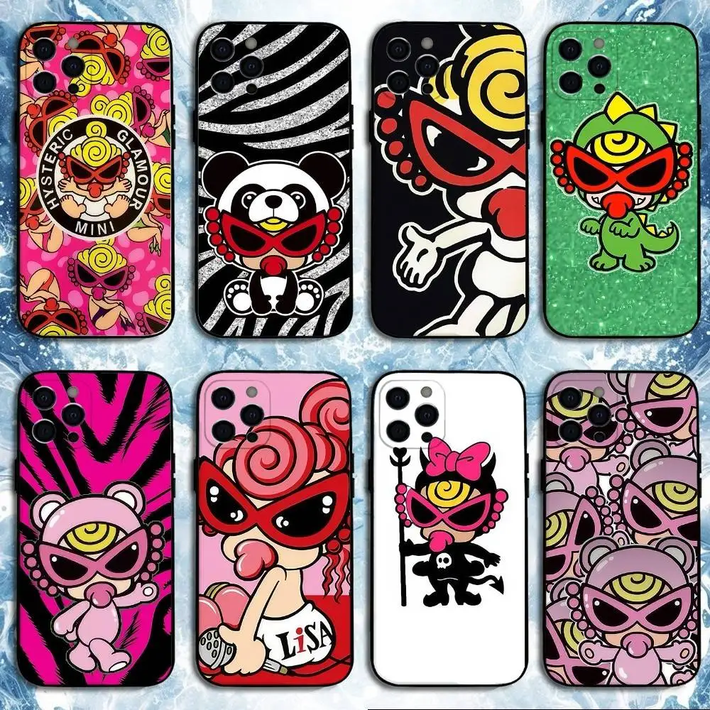 

H-Hysteric Fashion M-Mini Phone Case For iPhone 16,15,14,13,12,11 Plus,Pro Max, Soft Silicone Black Cover