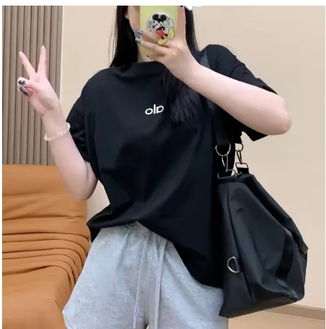 

Temperament Casual Versatile Loose Clothing Summer Letter Aluminum Printing Short Sleeve T-Shirt Men's and Women's Pajamas