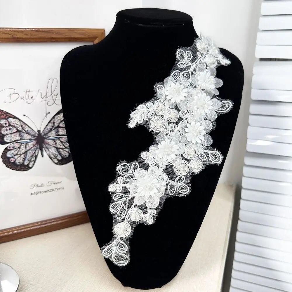 

2PCS Exquisite Lace Fabric Embroidery flower Applique Handmade DIY Crafts Cloth Patch 3D Cloth Applique Dressmaking