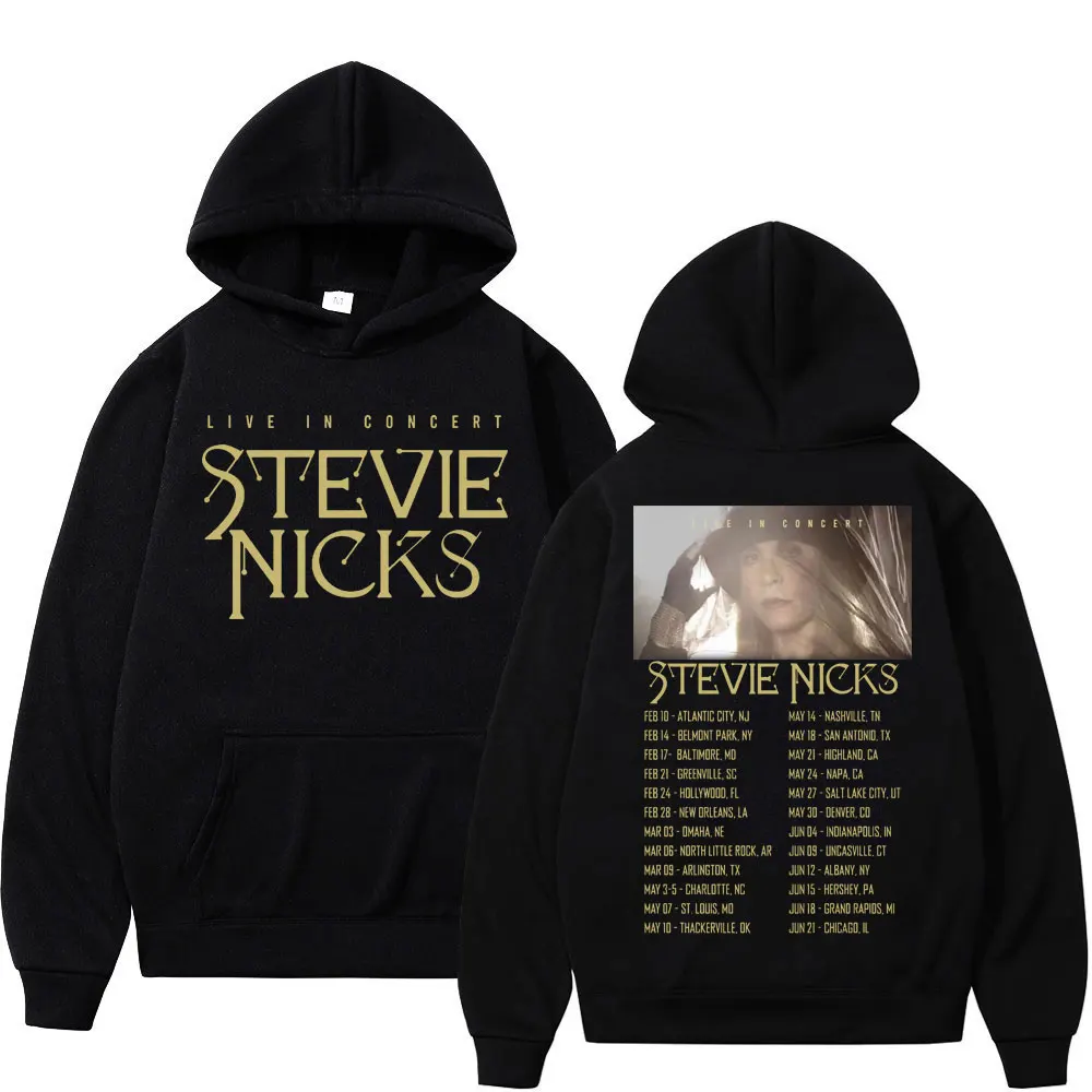 Singer Stevie Nicks World Tour Double Sided Print Hoodie Harajuku Rock Oversized Sweatshirts Men Women Fashion Casual Pullovers