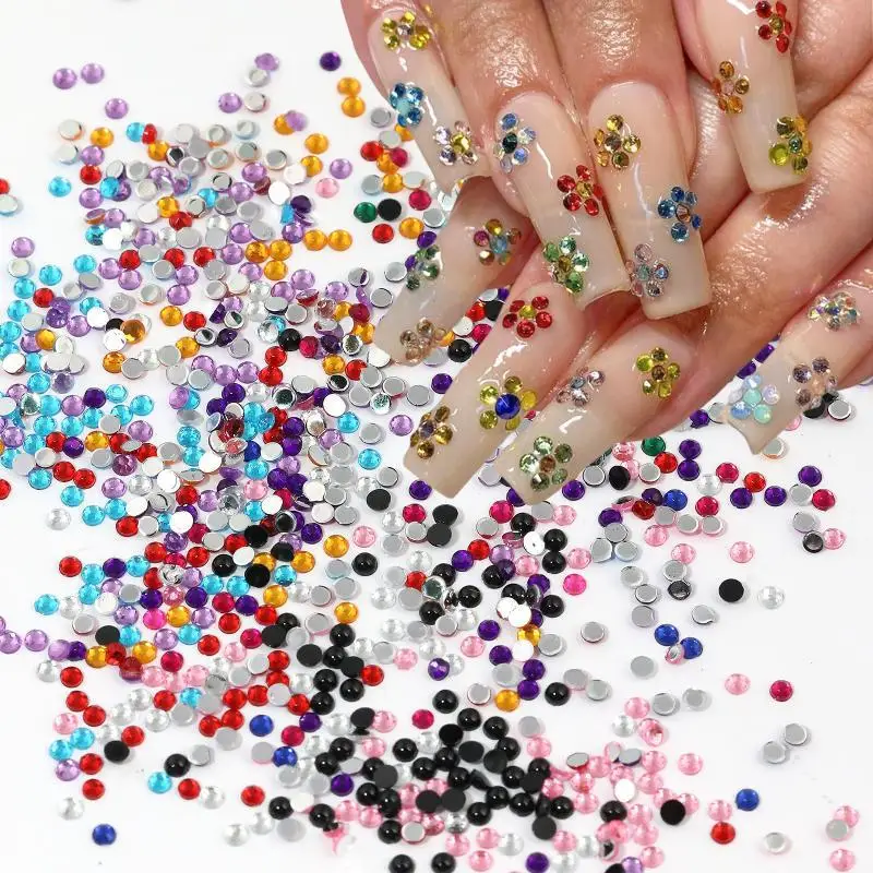 2mm Mehrfarbige Nagelrhinestones in Großpackung - 12 Fächer Flache Kristallsteine für Nagelkunst, DIY-Bastelarbeiten & Gesichtsdekoration – Detail 3
