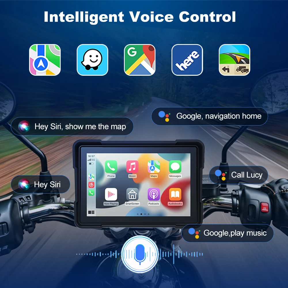 BEPOCAM 5-Zoll-Motorrad-GPS-Navigation Drahtloses Carplay Android Auto Dual DVR Drive Recorder Moto Monitor WIFI IPX7 Wasserdicht – Detail 9