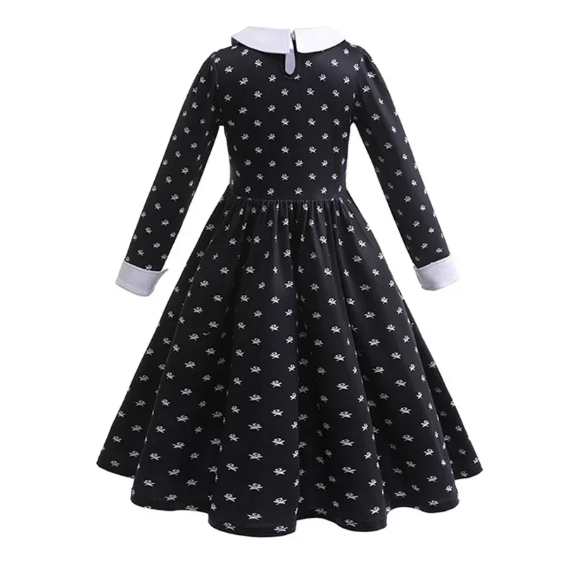 Girls Wednesday Dress Children Addams Halloween Black Family Clothes Kids Dancing Cosplay Costume Princess Christmas Fantasy