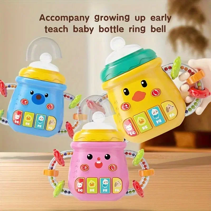 Baby Bottle chocalho Puzzle, Educação Infantil Brinquedo, Teaser Chupeta, Presente de Natal, Recém-nascido Grip Training, Música História