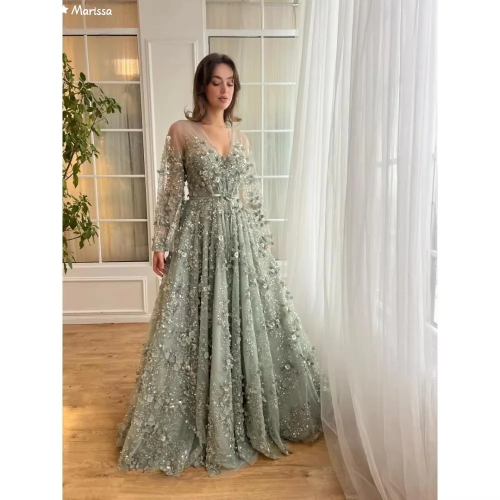

Marissa Line A Evening Dresses Woman Elegant Party Dresses 2025 Custom Made Shiny Ball Gown V-link Women's Prom Dress 2025 Gowns