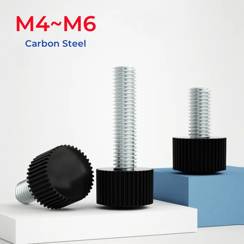 M4 M5 M6 Carbon Steel Plastic Round Head Straight Pattern Hand Twisted Adjustable Screw Cylindrical Bakelite Handle Bolt