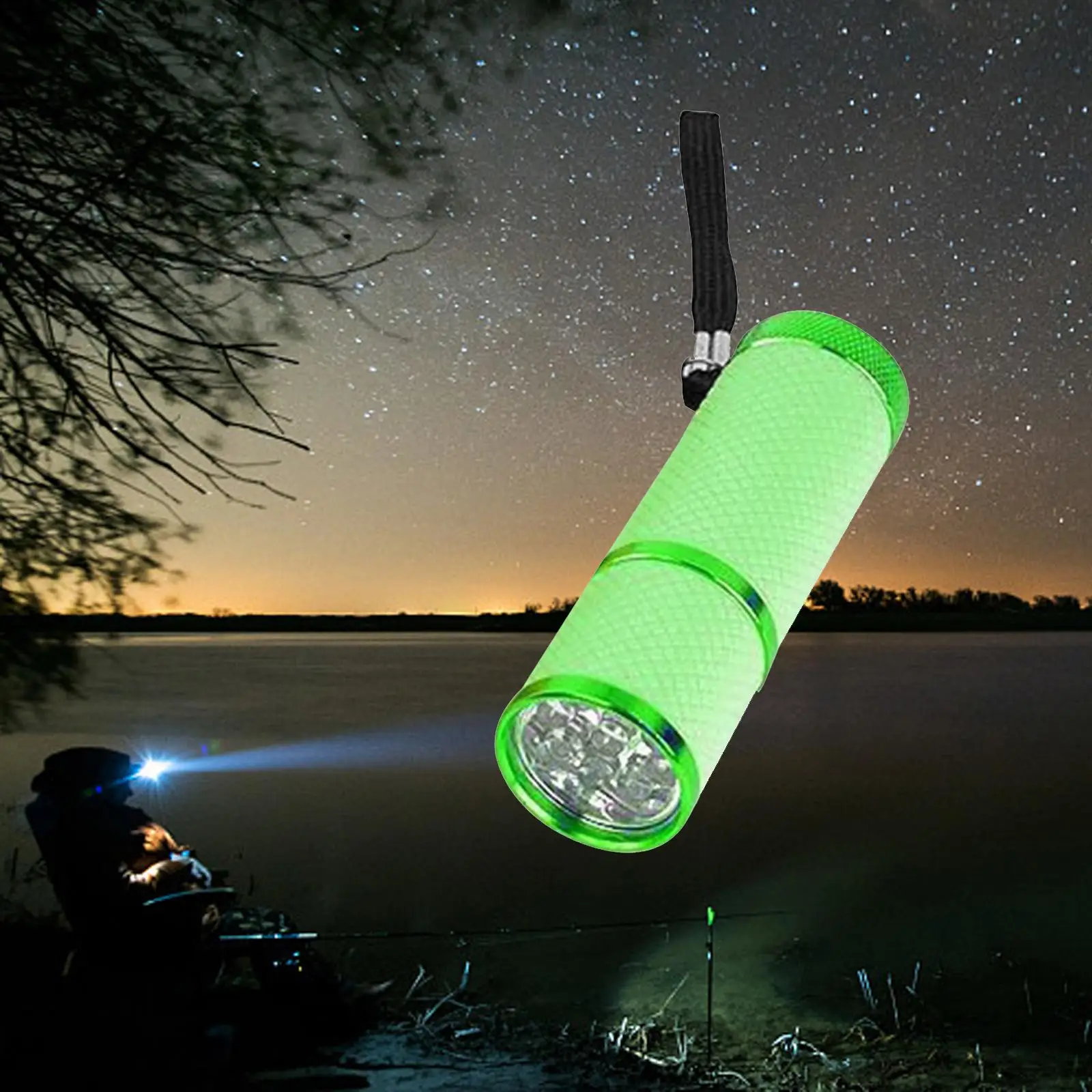 Portable Flashlights 9 LED Aluminum Alloy with Hanging Rope Professional