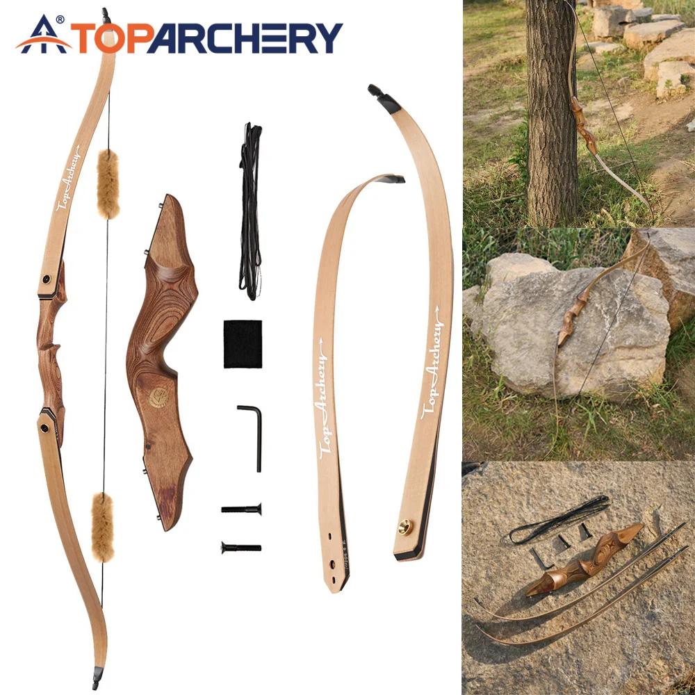 

Toparchery 30-50lbs Archery Recurve Bow 60inch Right-handed Wooden Take-down Bow for Outdoor Shooting Hunting