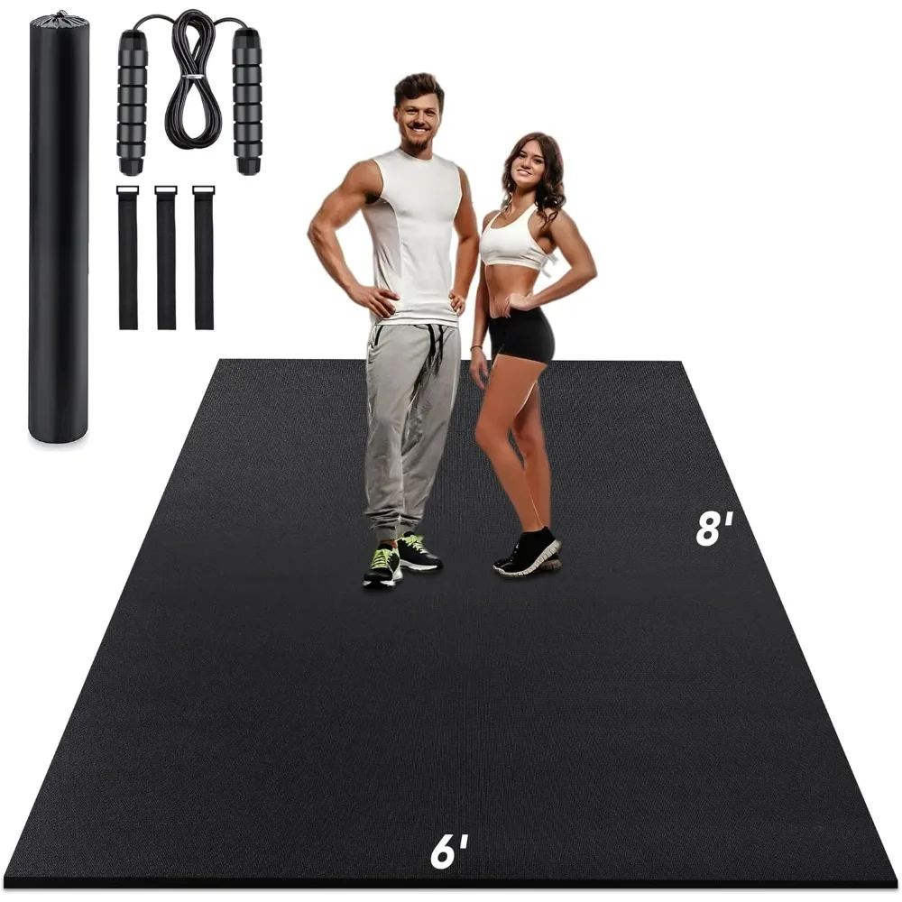 

Large Exercise Mat - 8'x6'/12'x6' Exercise Mat Thick 7mm, Extra Wide Workout Mat, High-Density Large Gym Mat, Cardio, Jump Rope.