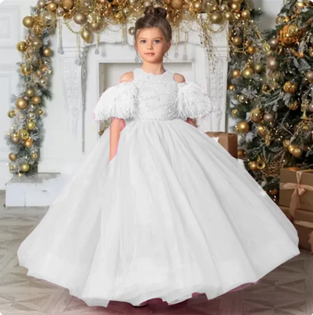 Flower Girl Dresses Ball  Wedding Party Appliqued Extra Puffy Princess Holy First Communion Dress