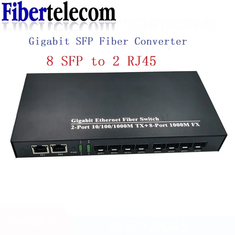 Gigabit SFP Media converter  SFP to 1/2/4/8 RJ45, 100/1000M fast Ethernet transceiver module, IP camera Fibre Channel switch