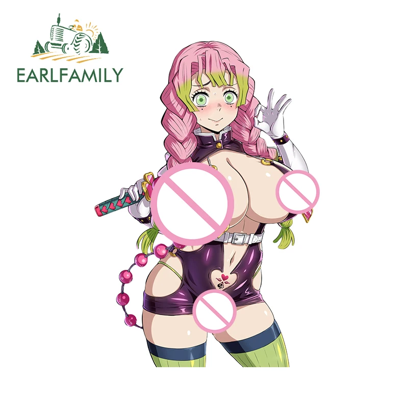 EARLFAMILY 13cm x 8.7cm Kanroji Mitsuri Car Stickers Waifu Breasts NSFW Demon Hentai Chest Accessories Scratch Proof Decals