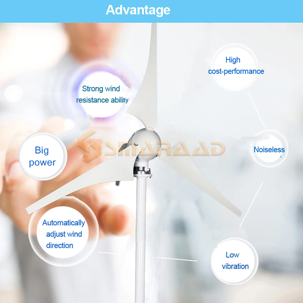 Didito Wind Turbine Generator 400W With MPPT/Charge Controller  Small Wind Generator Home Use Windmill RV Yacht Farm