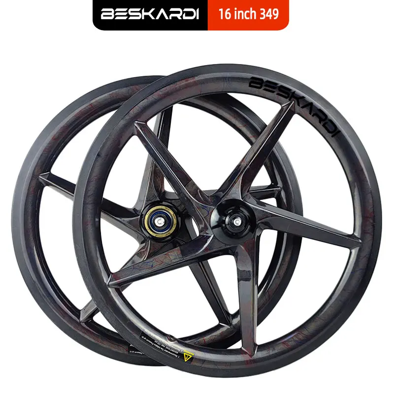 16-calowy 349 5-szprychowy koło karbonowe składany rower pięć szprych 3 7-biegowy 74/112mm obręcz hamulca Beskardi dla Brompton 3 sześćdziesiąt Dahon