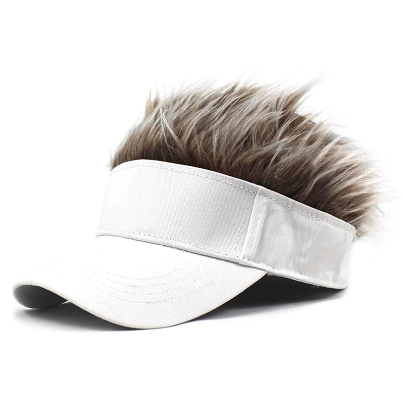 Men Women Funny Spiked Hairs Wig Hats Casual Baseball Cap Sunshade Adjustable Outdoor Sports Party Role Play Golf Sun Visor