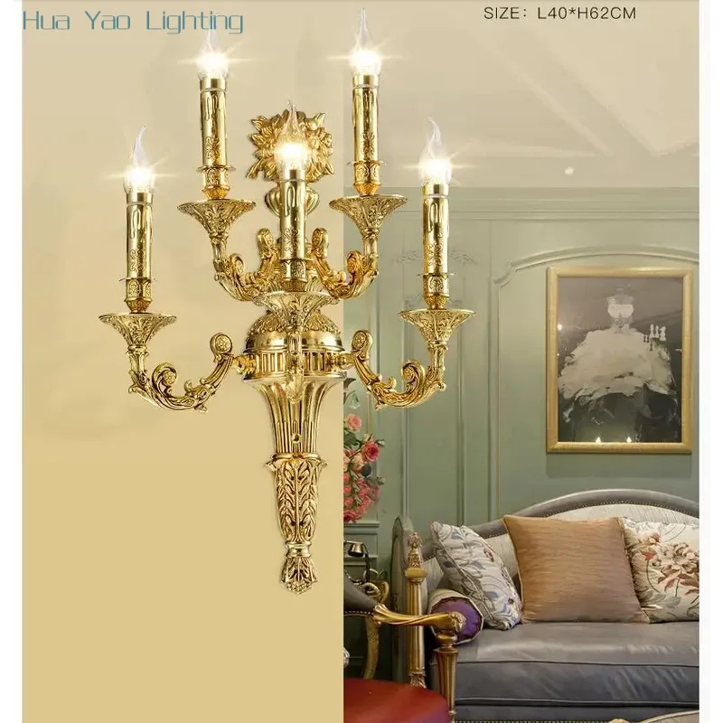 

French-Style Wall Lamp Solid Brass Candle Design Construction Decorative Light Stair Light Balcony 2sizes Wall Light Lamparas