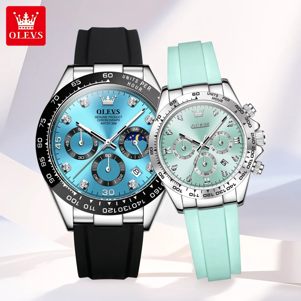 OLEVS High Quality Classic Original Luxury Waterproof Man Woman Watch Luminous Calendar Fashion Chronograph Quartz Couple Watch