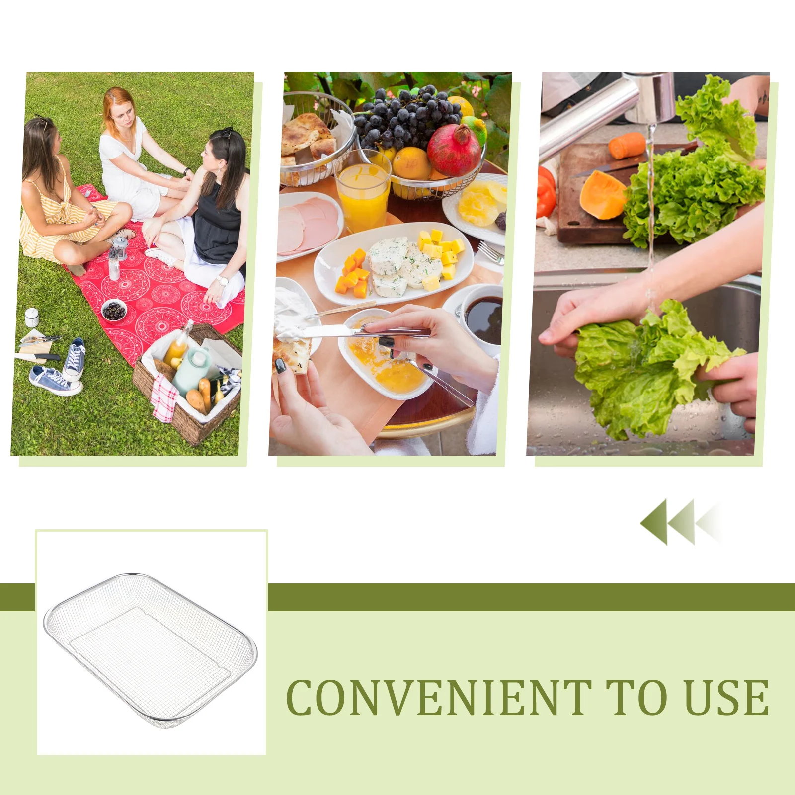 

Stainless Steel Convenient Mesh Basket Drain Sieve Kitchen Strainers Colander Bowl Vegetable Mesh Basket Multi Function