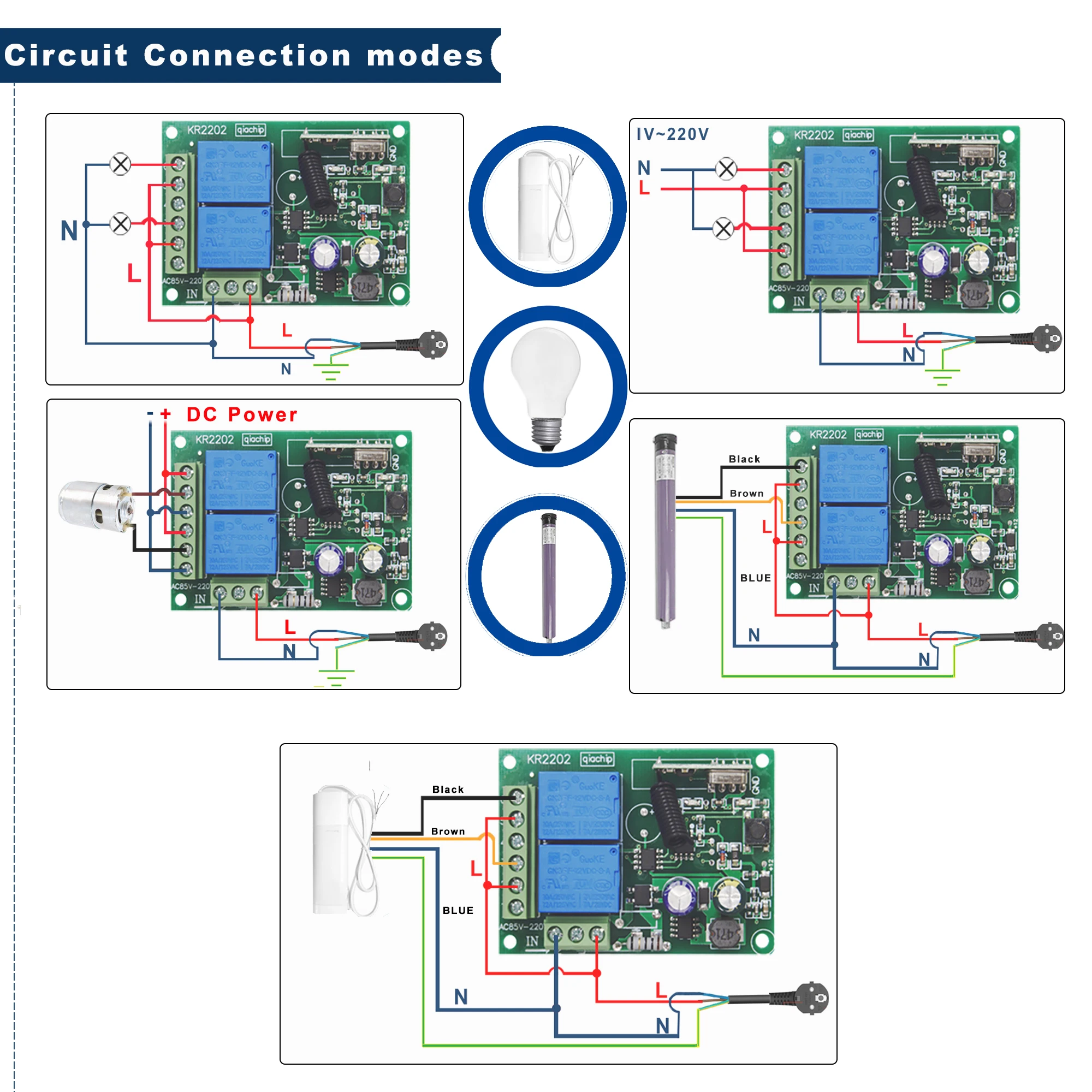 QIACHIP 433MHz Universal Remote Control Switch 220V 2CH Code 1527 Transmitter Remote Control RF Relay Receiver For Light Switch