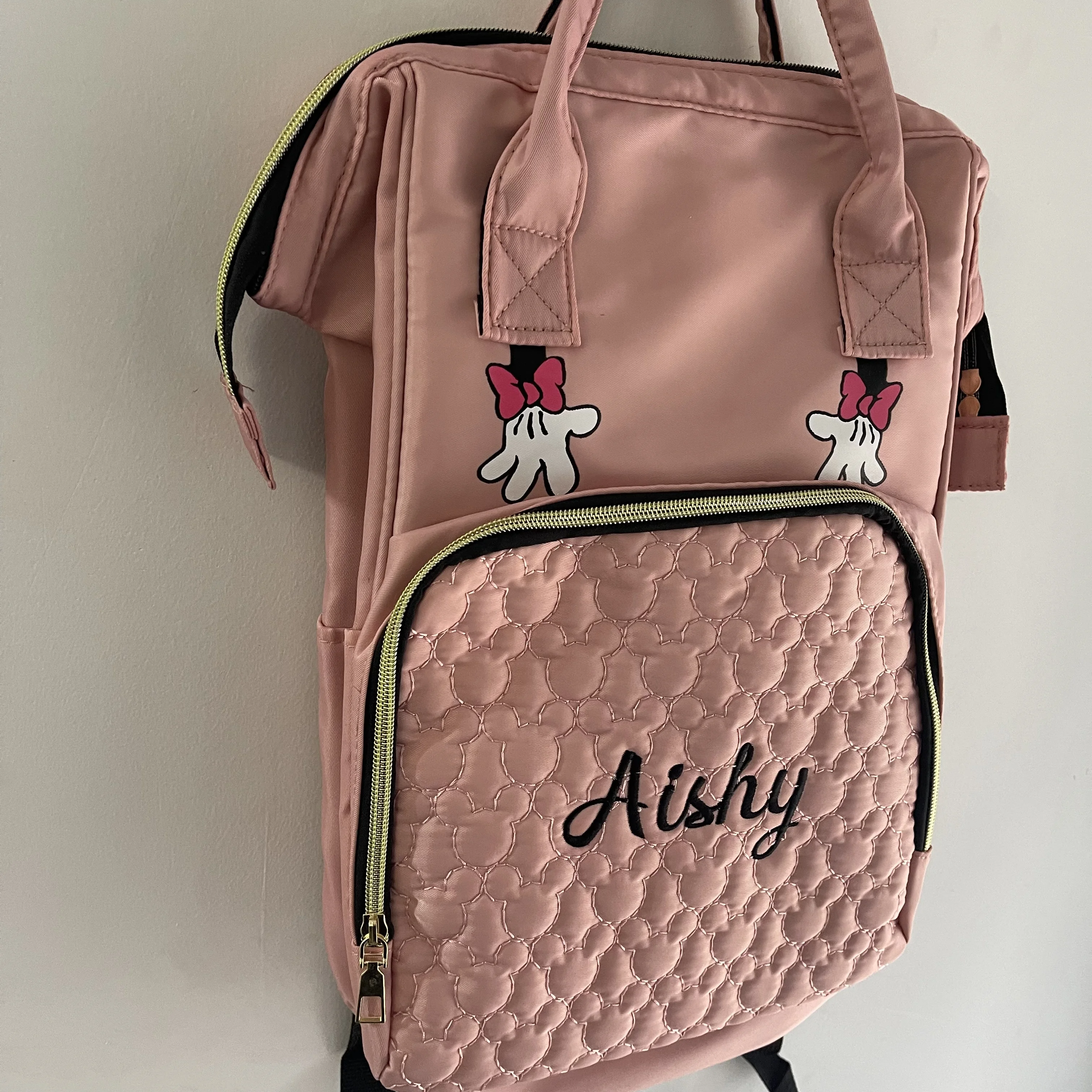 Custom Name Large Capacity Travel Multi-Function Backpack Cute Diaper Bag Backpack For Mom Baby Bags Waterproof Large Backpack