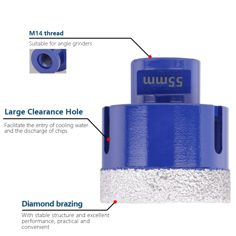CMCP-الماس النحاس الأساسية مثقاب ، ثقب فتاحة ، M14 الموضوع ، ثقب القاطع لبلاط السيراميك والجرانيت والرخام ، ثقب المنشار ، 22-80 مللي متر