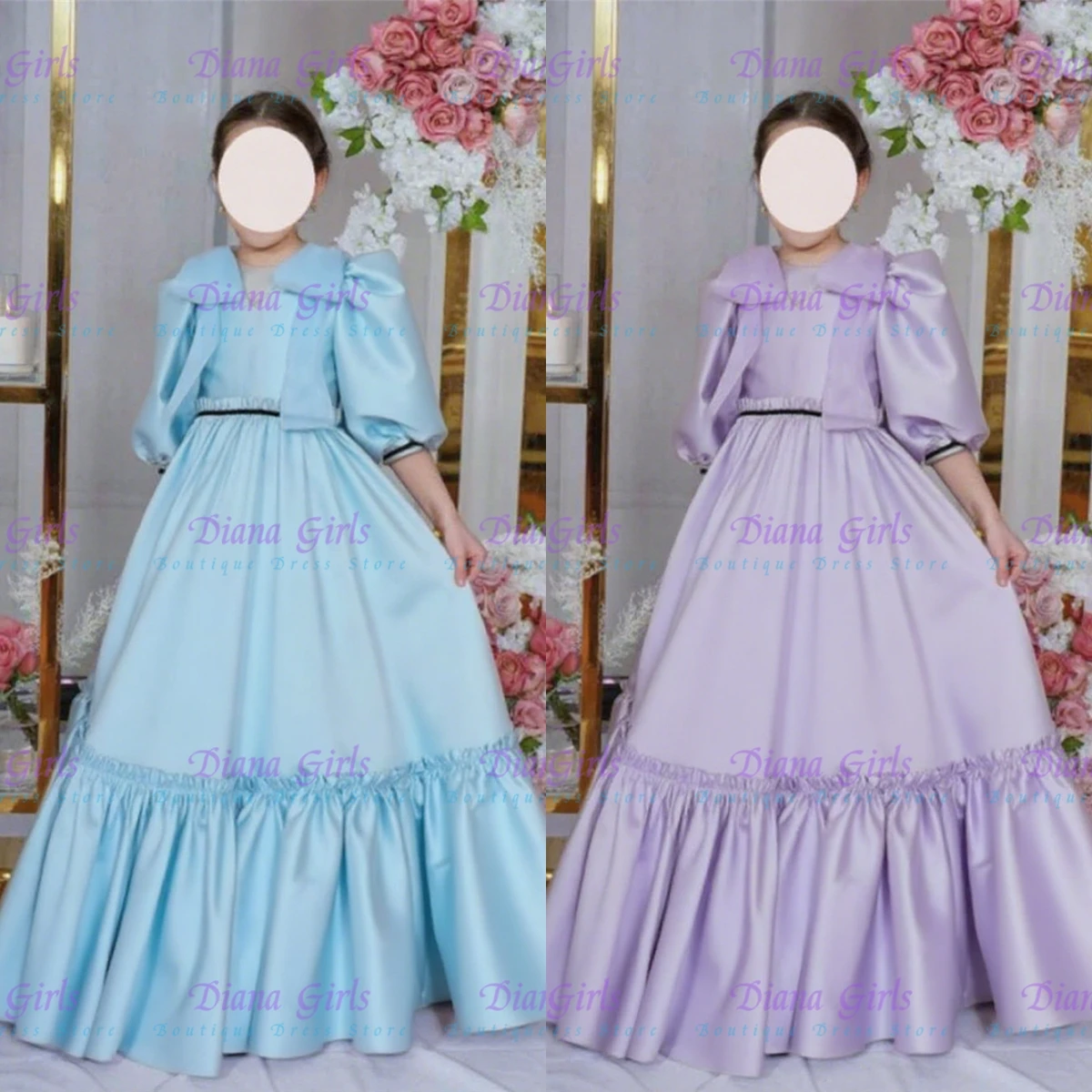 

Элегантное качественное платье с цветочным узором для крещения, атласные пышные свадебные бальные платья для маленькой принцессы, вечерние платья на день рождения