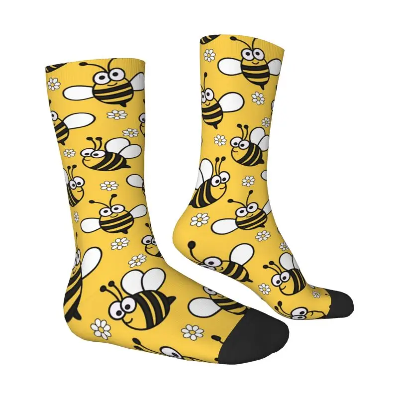 Custom Cute Little Bees Men's Crew Socks Unisex Fun 3D Printing Dress Socks - view 3