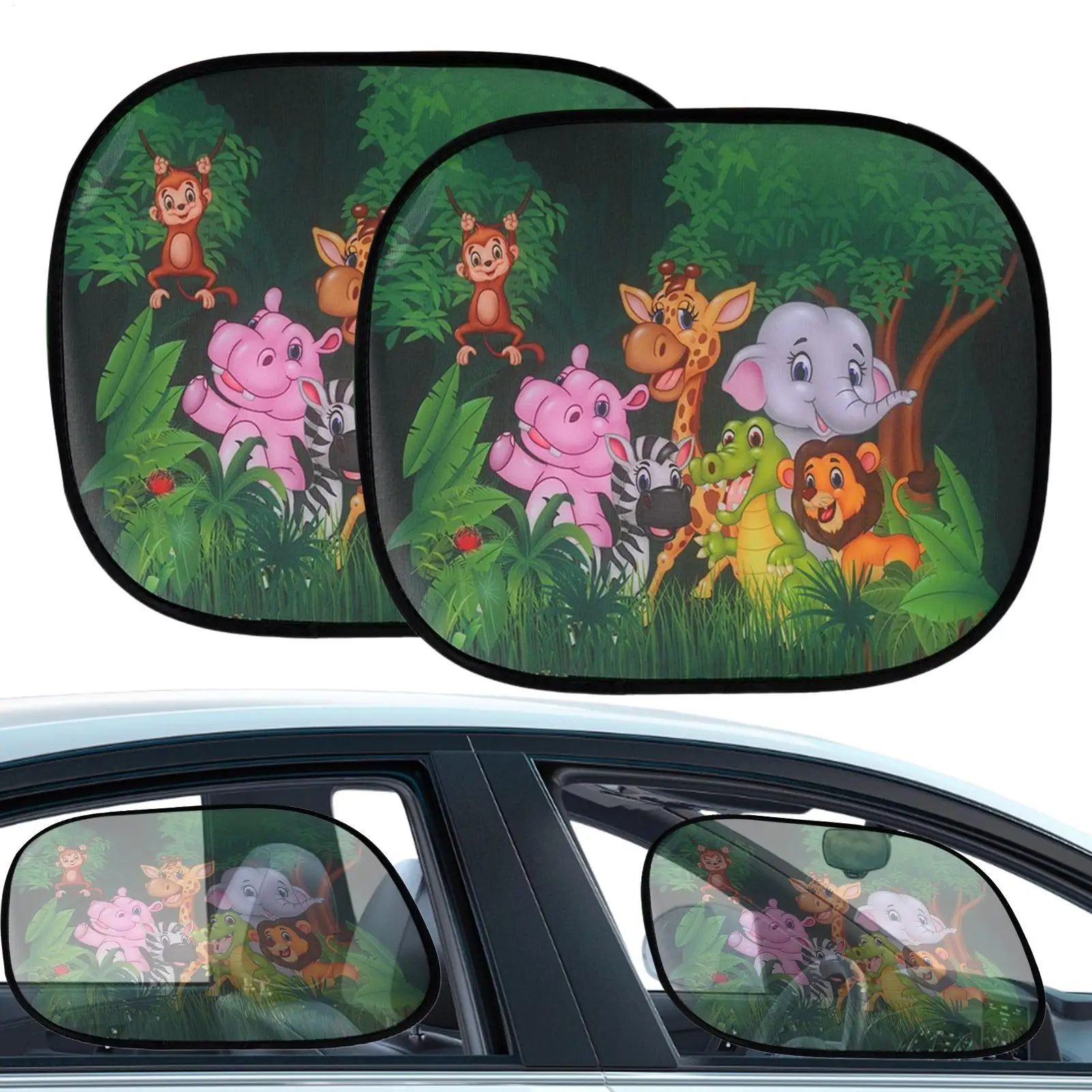 

Side Window Sun Shade Cartoon Static Cling Car Window Shades Cartoon Glare Blocker Mesh Shield Protection Electrostatic